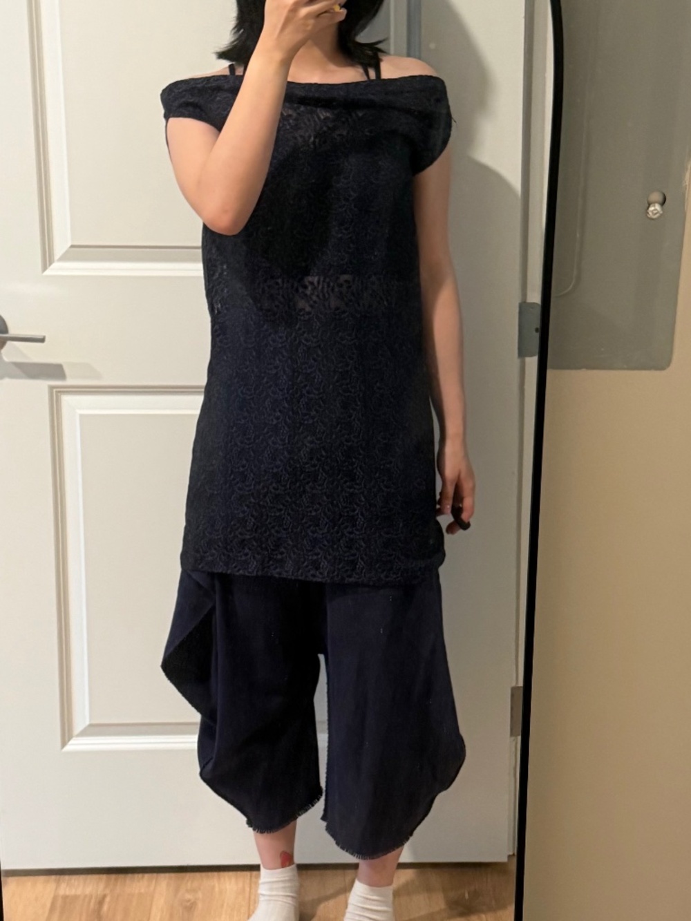 Y's Dark Purple Laced Sleeveless top/tube/dress/skirt